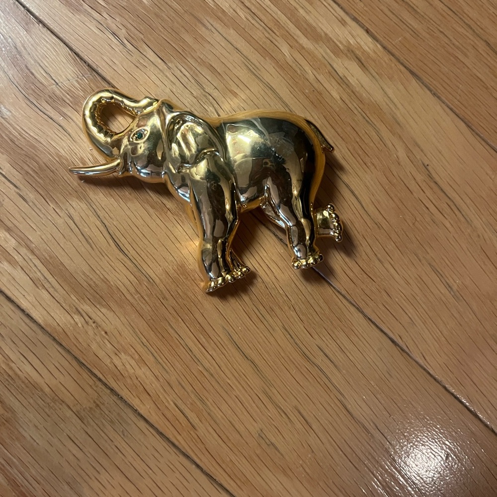 Gold Elephant Brooch